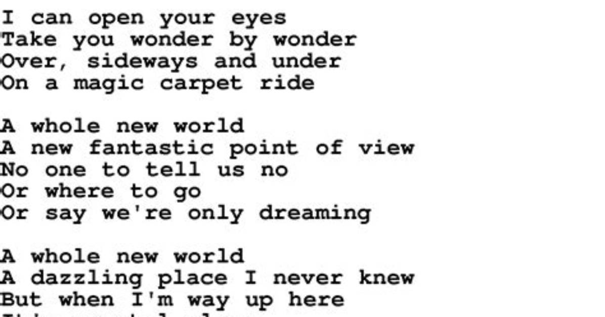 A Whole New World Lyrics Guide Full Duet Breakdown And