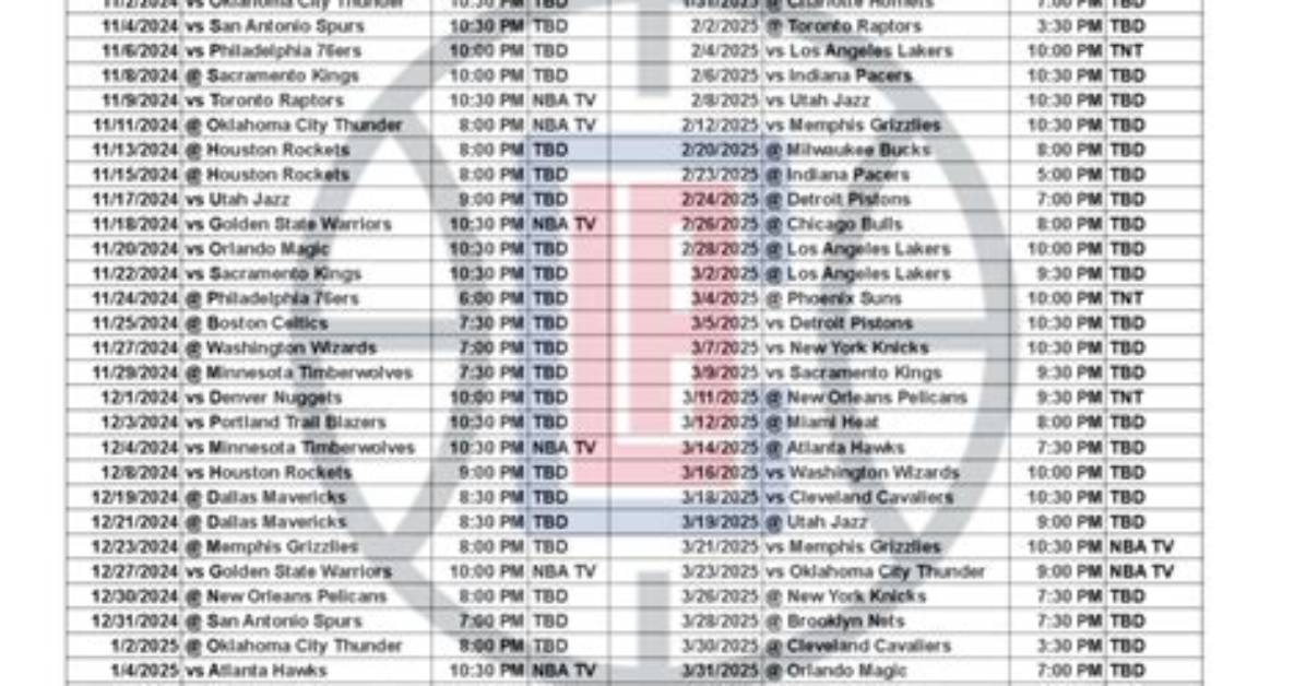 Clippers Schedule And