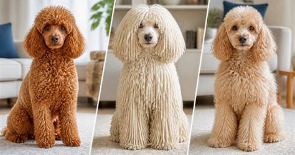 Corded Poodle Puppies Coat Transformation from Fluff To