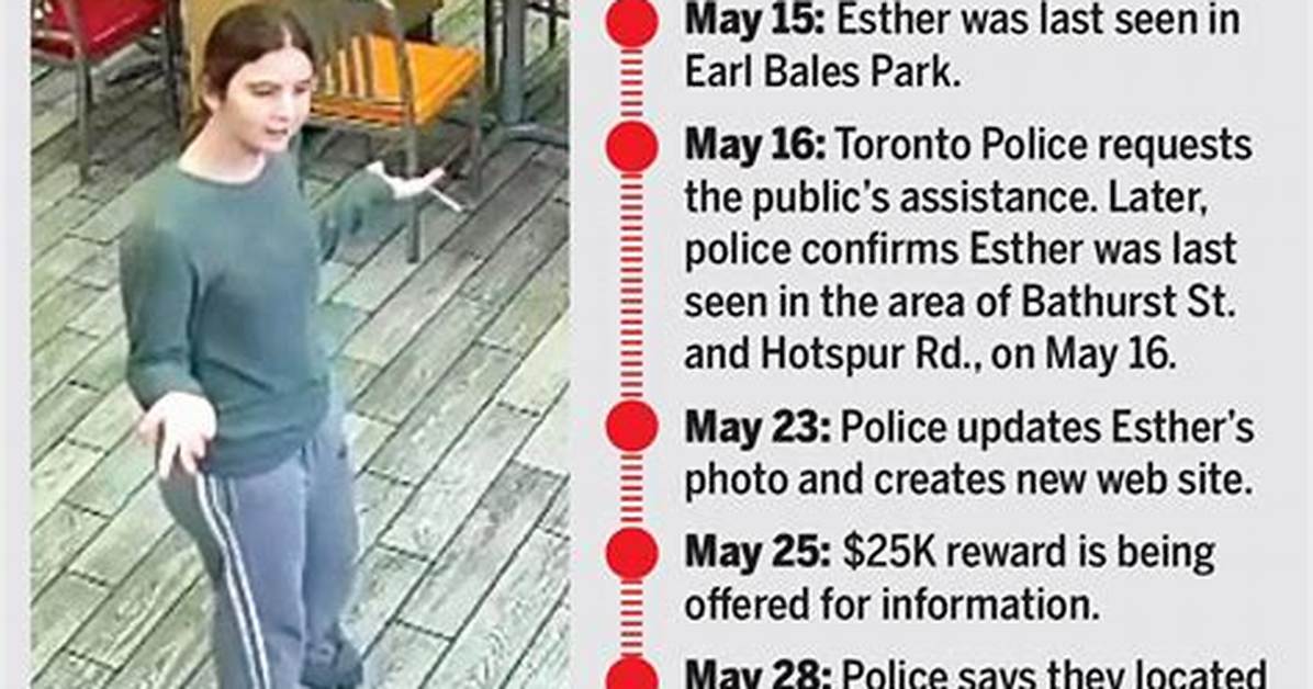 Esther Bradbury Missing Case Timeline Key Hours Following North York