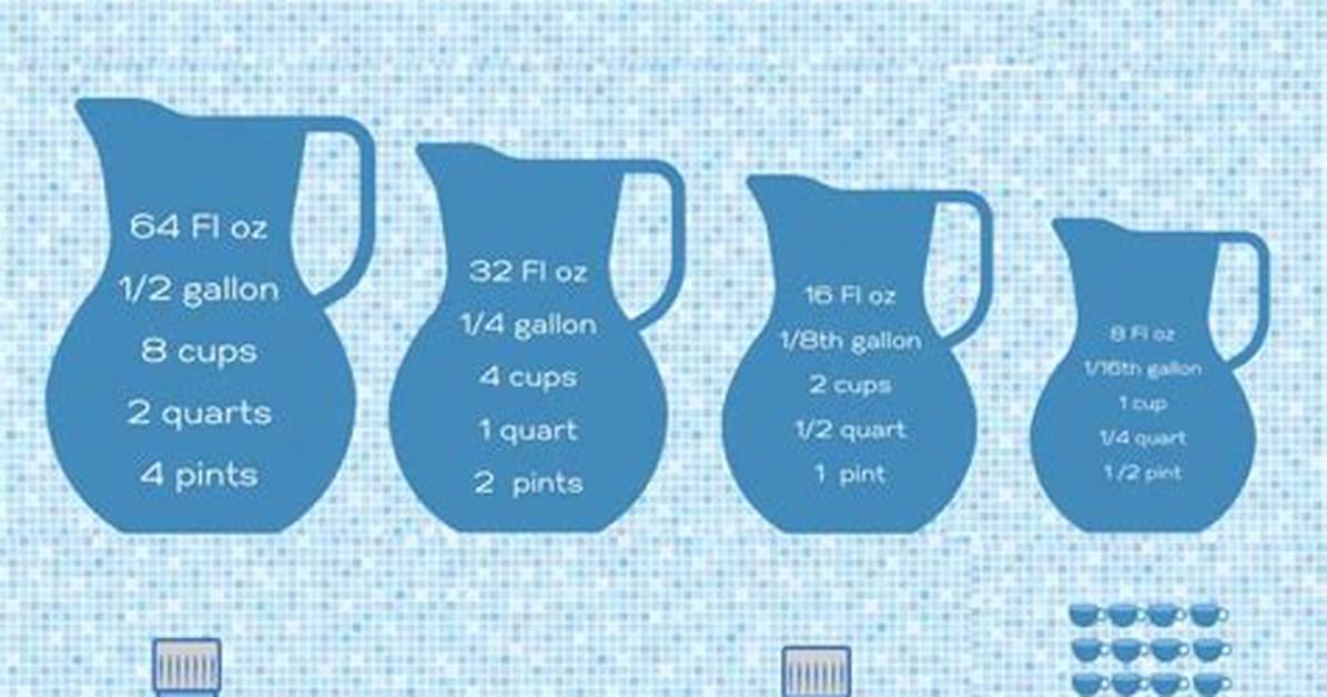 Gallon Pitcher Breakdown Visual Measurement Chart for Standard vs Family