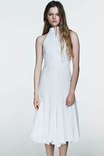 How to Style the Zara Godet Halter Midi Dress for Vacations, Weddings, and Events