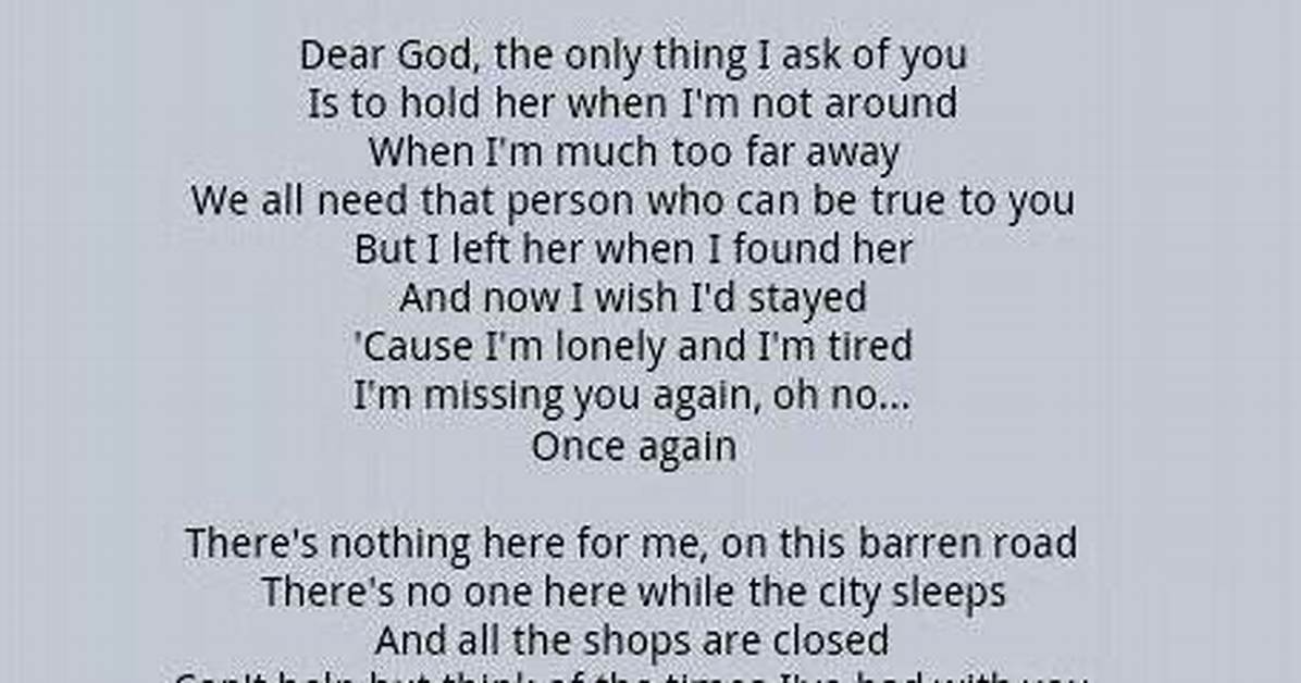 Lyrics Translations of Dear God By
