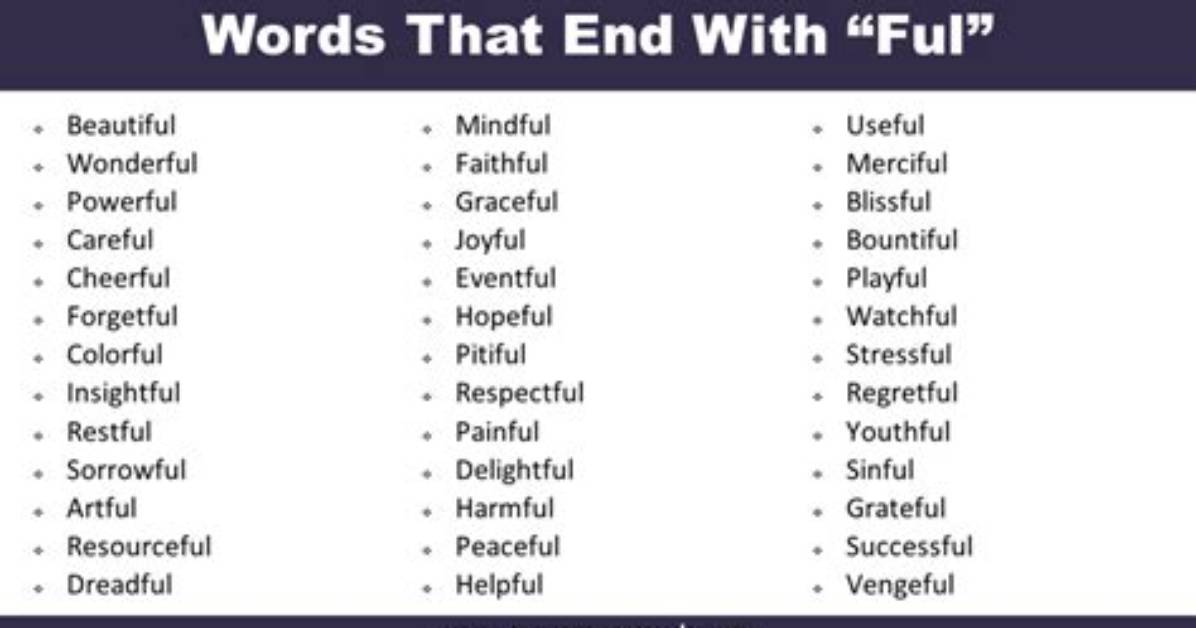 Mastering Words Ending in Ful the Ultimate List Rules And