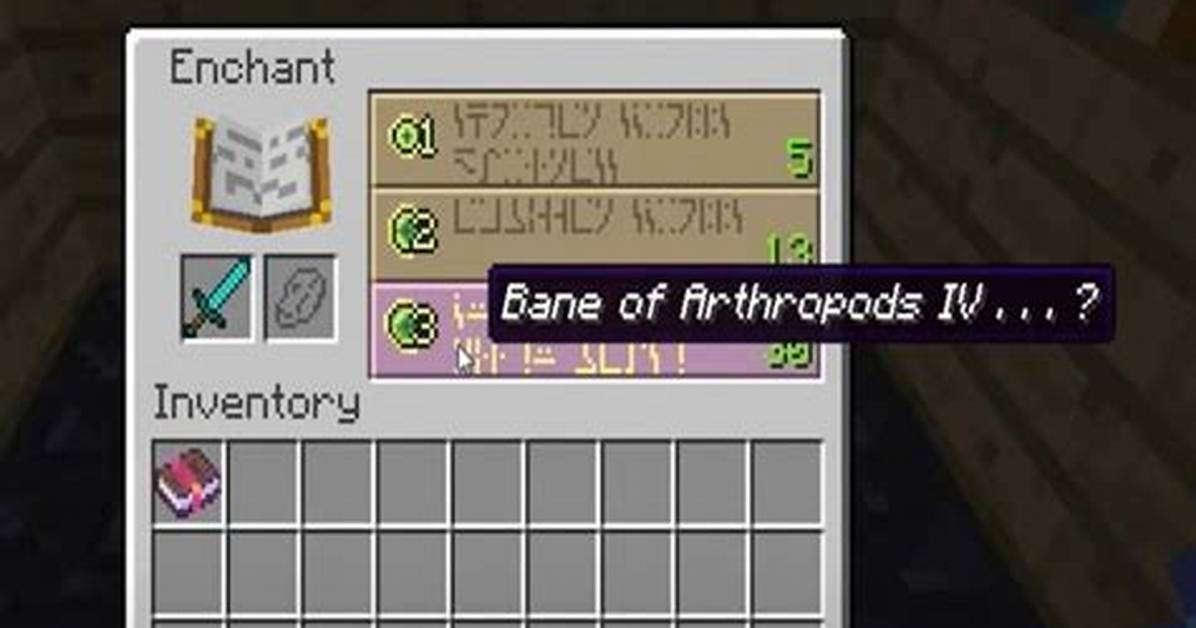 Minecraft Sword Enchantment Meta Where Bane of Arthropods