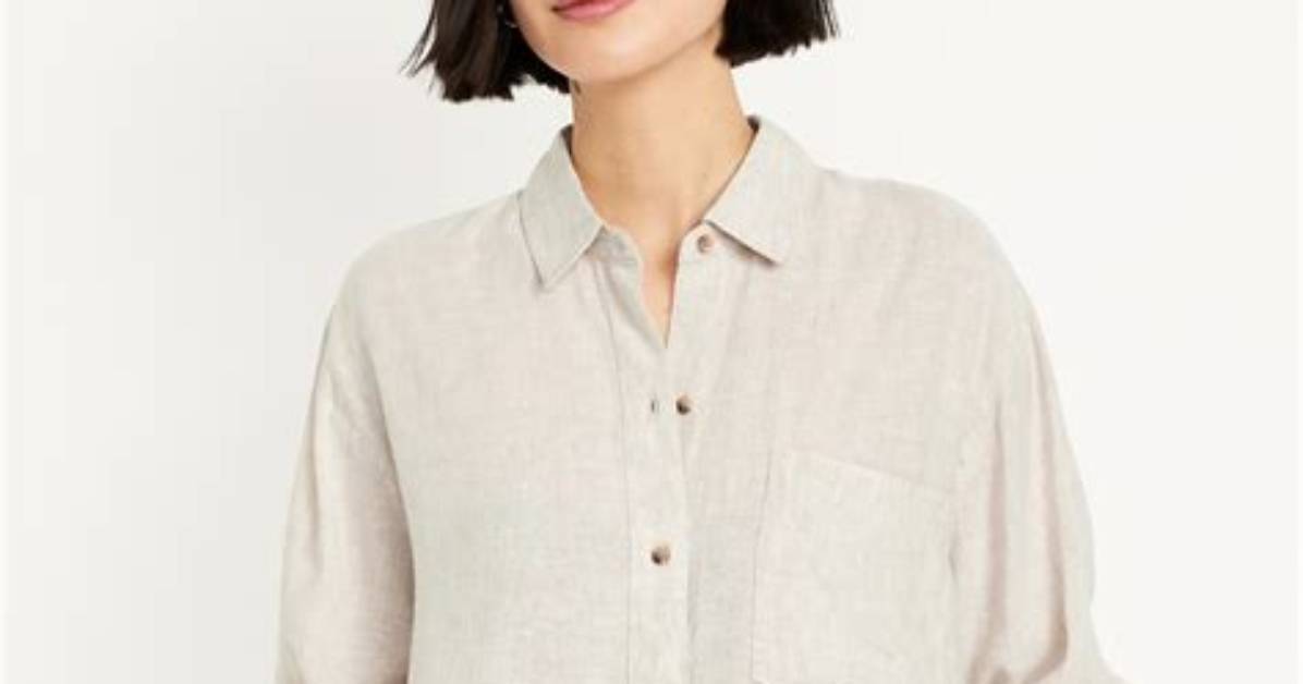 Old Navy Restocks Viral Linen Blend Loose Shirt Just in Time For